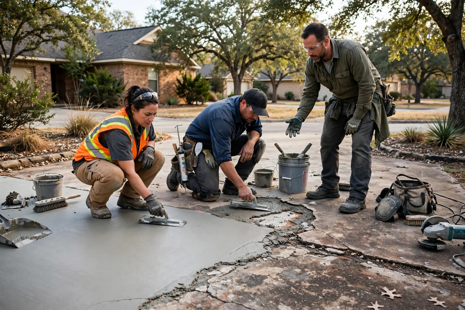 Highland Village Premier Concrete Contractors team completing a Concrete service visit in Highland Village, TX