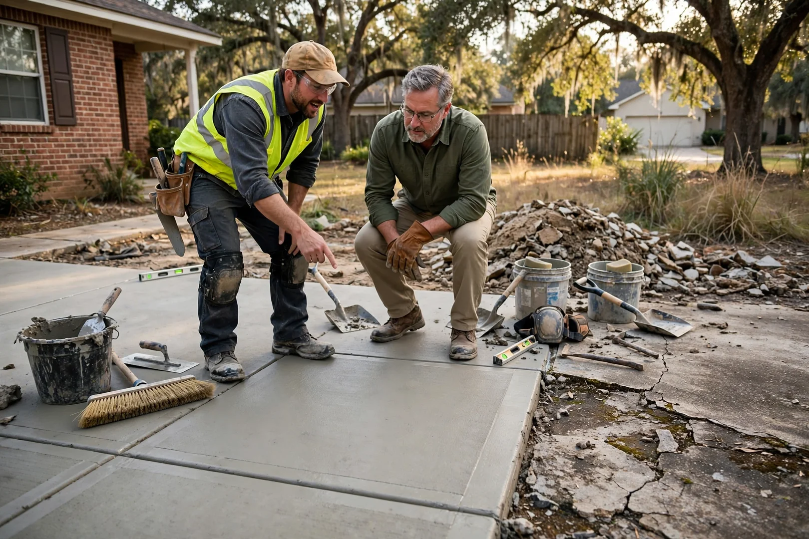 Finished Concrete system setup by Highland Village Premier Concrete Contractors