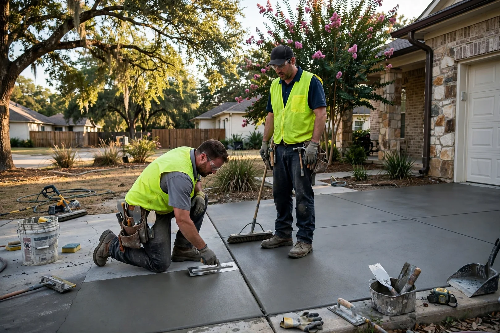 Finished Concrete system setup by Highland Village Premier Concrete Contractors